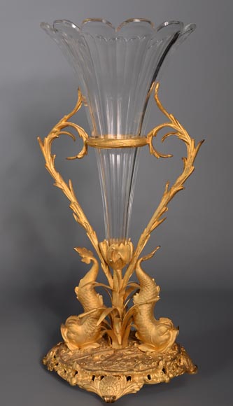 CRISTALLERIE DE CLICHY (attribuée à), Garniture en cristal et bronze doré, deuxième moitié du XIXe siècle-3