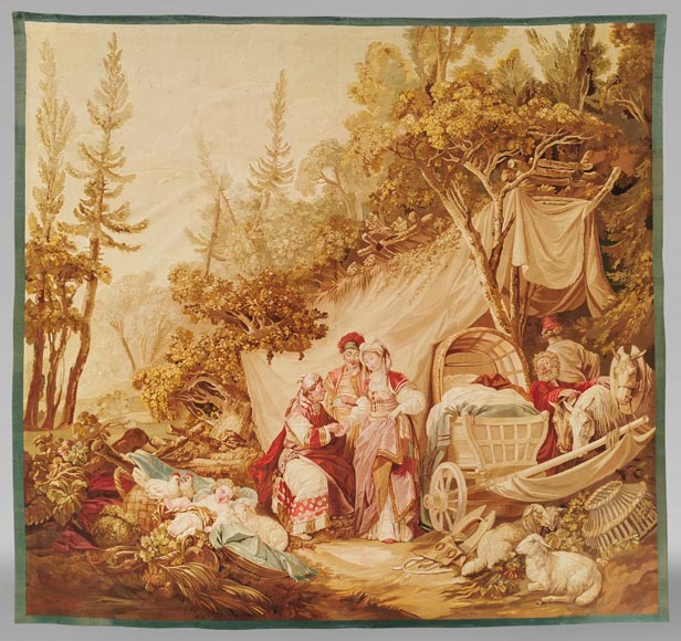 MAISON CHOCQUEEL, Tapisserie d’Aubusson « La diseuse de bonne aventure » ou « la bohémienne » d’après un carton de J.-B. Leprince, Fin des années 1860-0