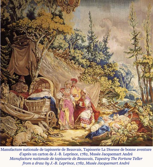 MAISON CHOCQUEEL, Tapisserie d’Aubusson « La diseuse de bonne aventure » ou « la bohémienne » d’après un carton de J.-B. Leprince, Fin des années 1860-2