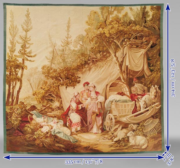 MAISON CHOCQUEEL, Tapisserie d’Aubusson « La diseuse de bonne aventure » ou « la bohémienne » d’après un carton de J.-B. Leprince, Fin des années 1860-9