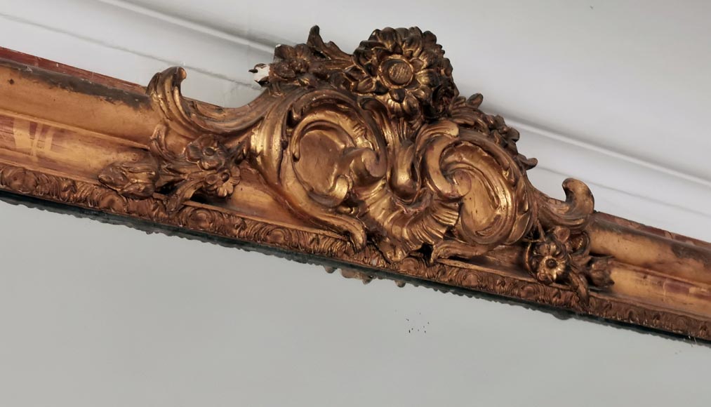 Trumeau de style Louis XV au décor rocaille fleuri-2