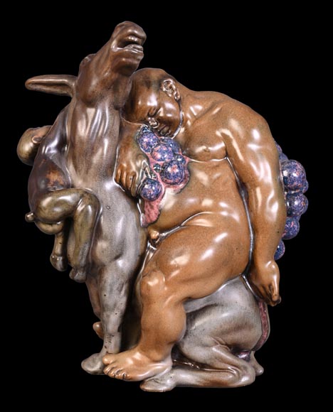 KAI NIELSEN (1882-1924) pour Bing & Grøndahl, garniture de table « Bacchanale » en grès émaillé-1