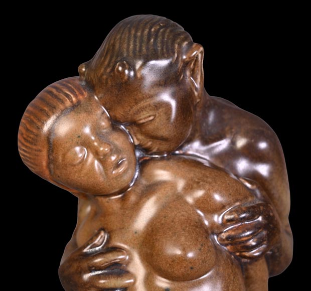 KAI NIELSEN (1882-1924) pour Bing & Grøndahl, garniture de table « Bacchanale » en grès émaillé-11