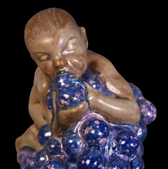 KAI NIELSEN (1882-1924) pour Bing & Grøndahl, garniture de table « Bacchanale » en grès émaillé-16