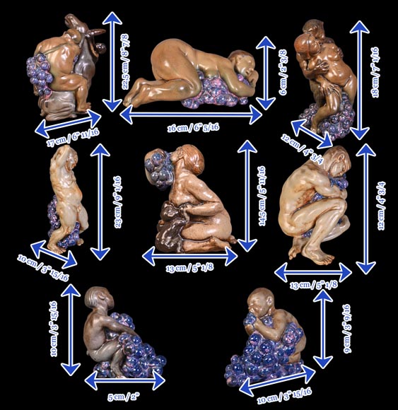 KAI NIELSEN (1882-1924) pour Bing & Grøndahl, garniture de table « Bacchanale » en grès émaillé-18