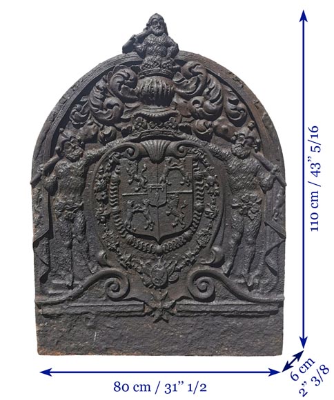 Belle plaque de cheminée ancienne aux armes d'Albert de Luynes, XVIIe siècle-14