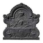 Rare plaque de cheminée au monogramme de Louis XIV et aux armes de France, vers 1700