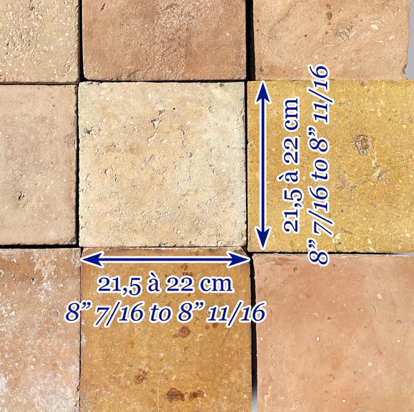 Lot d'environ 9m² de tomettes carrées en terre cuite-6