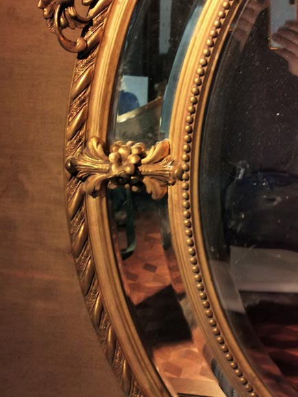 Miroir à parecloses en bois et stuc doré Napoléon III-6