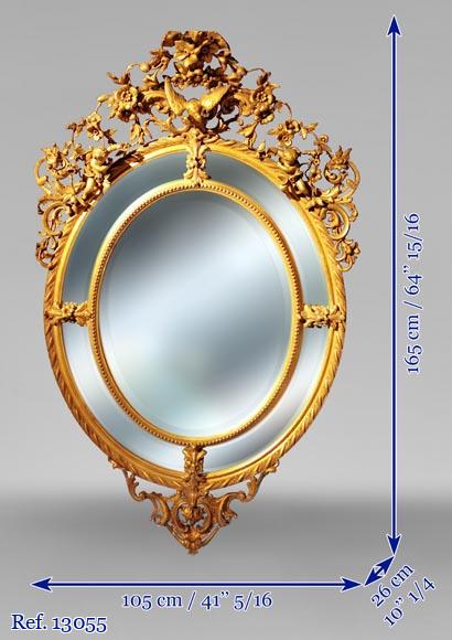 Miroir à parecloses en bois et stuc doré Napoléon III-7