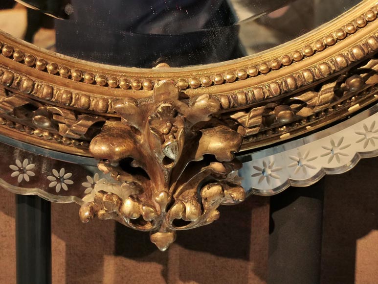 Miroir à parecloses en bois et stuc doré Napoléon III-5
