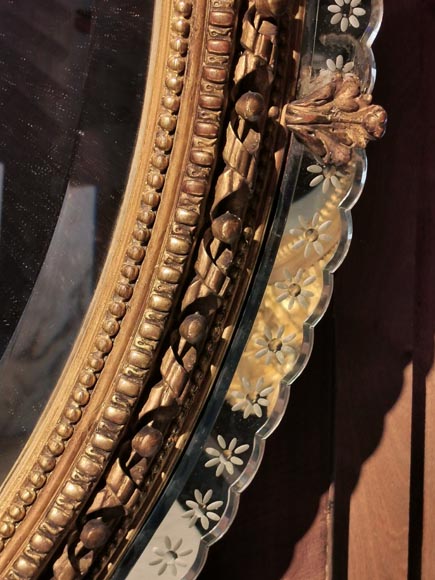 Miroir à parecloses en bois et stuc doré Napoléon III-6