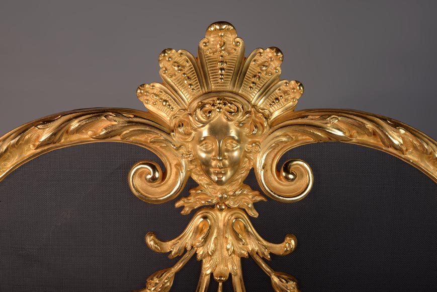 Pare-étincelle en bronze doré de style Napoléon III-1