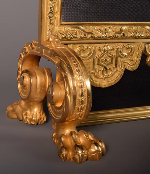 Pare-étincelle en bronze doré de style Napoléon III-5