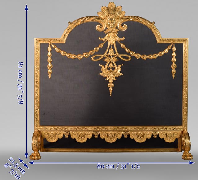 Pare-étincelle en bronze doré de style Napoléon III-10