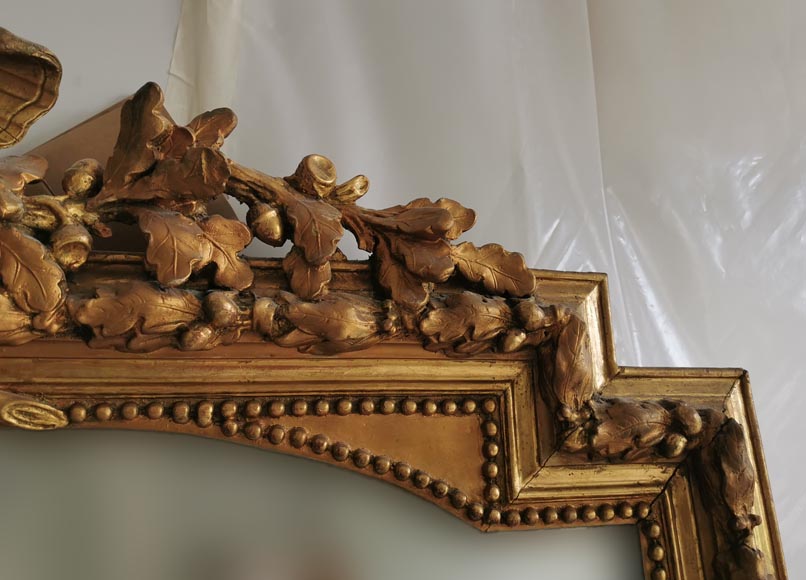 Grand Trumeau Napoléon III en bois et stuc doré aux feuilles de chêne -2