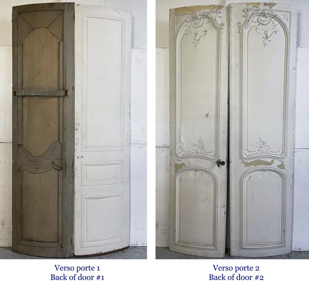 Exceptionnelle paire de double portes galbées de style Louis XV, décorées sur les deux faces-10