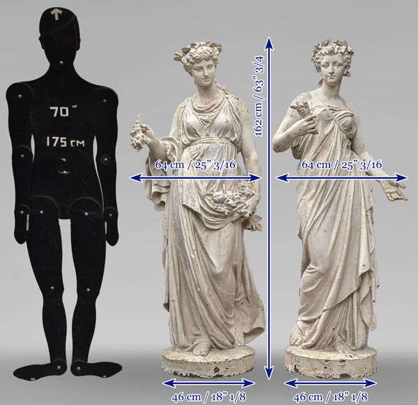 FONDERIE DU VAL D’OSNE,  Statues en fonte de la déesse Cérès  et de la nymphe Pomone d’après Mathurin MOREAU -17