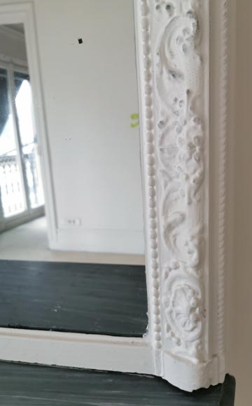 Grand trumeau Régence en bois peint en blanc-4