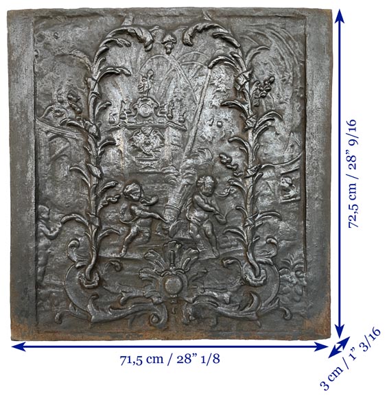 Plaque ancienne à décor de putti au canon, XIXe siècle-7