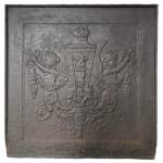 Plaque de cheminée en fonte de style Louis XVI au brûle parfum et aux sirènes