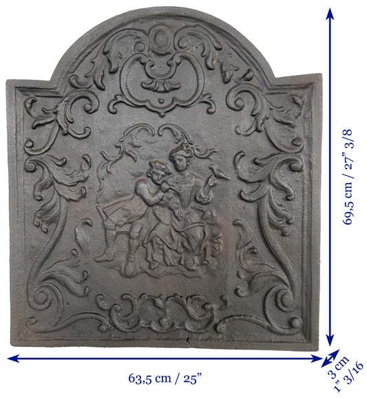 Plaque de cheminée de style Louis XV décorée d’une scène galante-7