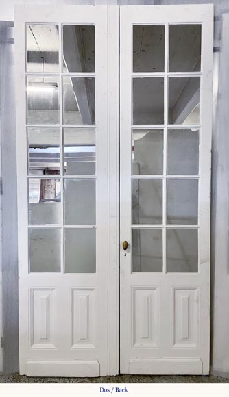 Double porte en bois à carreaux aux miroirs-5