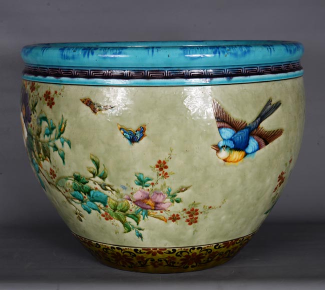 Théodore DECK (1823-1891), Cache-pot en céramique émaillée au décor japonisant, 1880-1890-2