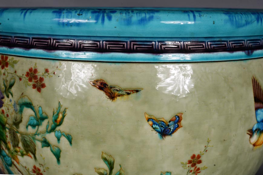 Théodore DECK (1823-1891), Cache-pot en céramique émaillée au décor japonisant, 1880-1890-9
