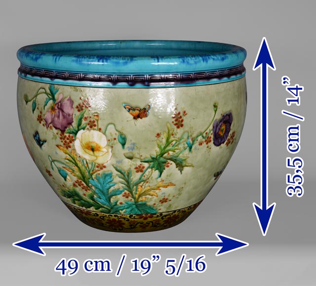 Théodore DECK (1823-1891), Cache-pot en céramique émaillée au décor japonisant, 1880-1890-20