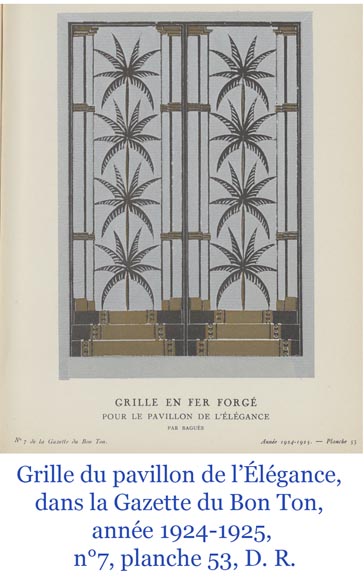 Armand Albert RATEAU (création) Baguès FRÈRES (exécution) double-porte Art déco en fer forgé polychrome au décor de palmiers, après 1925-2