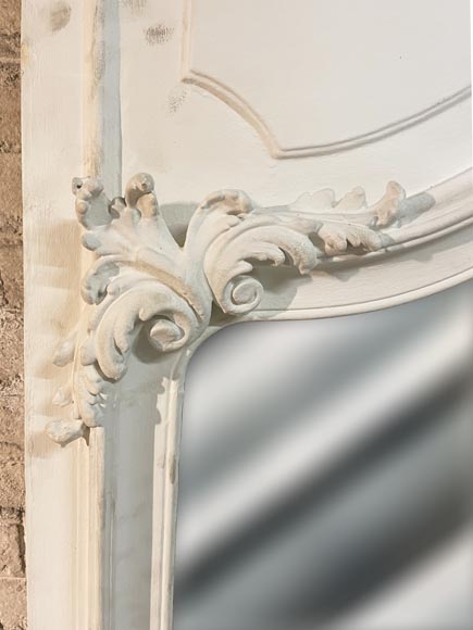 Trumeau de style Louis XV blanc aux décor rocaille-5