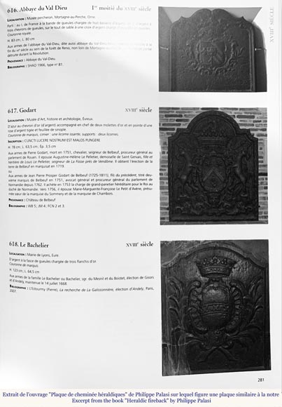 Plaque de cheminée aux armes de Pierre Godart, XVIIIe siècle-1