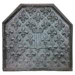 Belle plaque de cheminée aux fleurs de lys et chiffre de Louis XIII