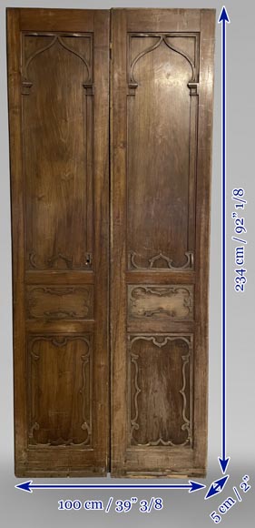 Paire de double portes orientalisantes en chêne-14