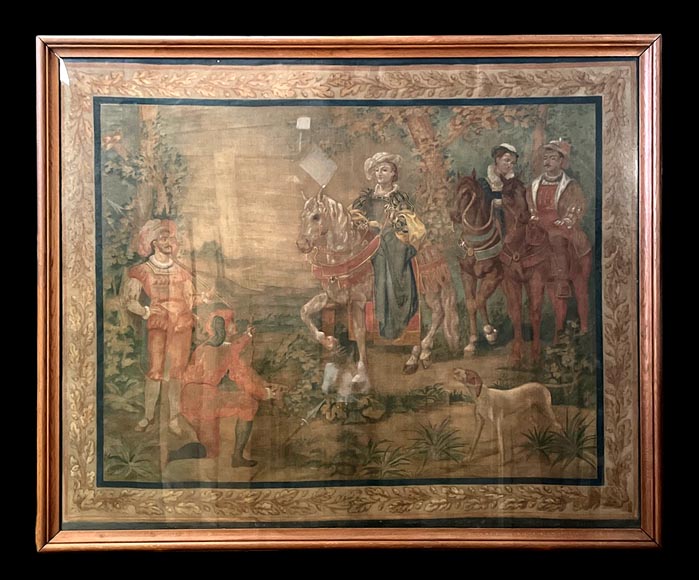 René PRINCETEAU (1843-1914) (d'après), signé G. A. Loron, suite de trois scènes de chasse à l'imitation de la tapisserie René PRINCETEAU (1843-1914) (d'après), signé G. A. Loron, suite de trois scènes de chasse à l'imitation de la tapisserie-3