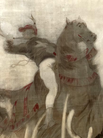 René PRINCETEAU (1843-1914) (d'après), signé G. A. Loron, suite de trois scènes de chasse à l'imitation de la tapisserie René PRINCETEAU (1843-1914) (d'après), signé G. A. Loron, suite de trois scènes de chasse à l'imitation de la tapisserie-6