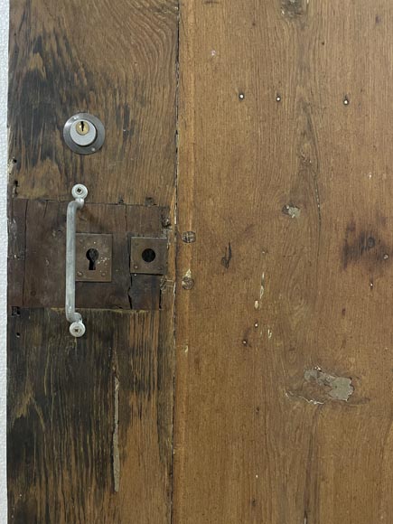 Porte ancienne simple en chêne avec ferrure-2