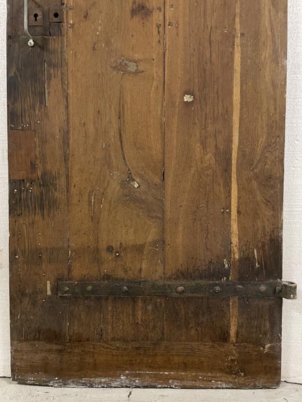 Porte ancienne simple en chêne avec ferrure-3