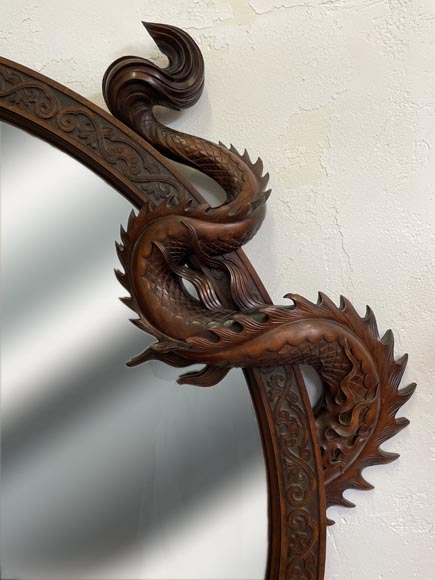 Gabriel VIARDOT (attribué à), Grand miroir japonisant en forme de croissant de lune orné d’un dragon, seconde moitié du XIXe siècle-6