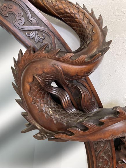 Gabriel VIARDOT (attribué à), Grand miroir japonisant en forme de croissant de lune orné d’un dragon, seconde moitié du XIXe siècle-7