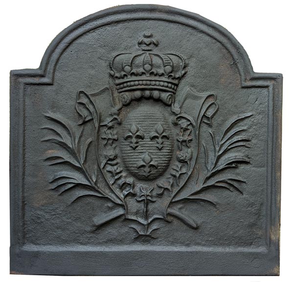 Plaque de cheminée de style Louis XV aux armes de France-0