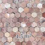 Lot d'environ 4,5 m² de petites tomettes hexagonales anciennes en terre cuite, XVIIIe siècle