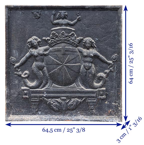 Plaque de cheminée aux armes d'un représentant de la maison de Rogres Champignelle, XVIIIe siècle-8