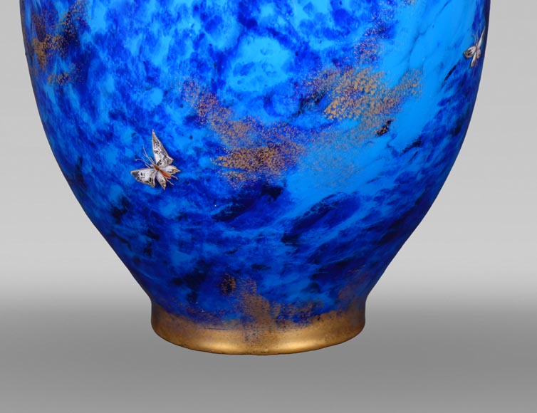 VERRERIE DE CLICHY (attribué à) – Grand vase en verre jaspé bleu VERRERIE DE CLICHY (attribué à) – Grand vase en verre jaspé bleu-5