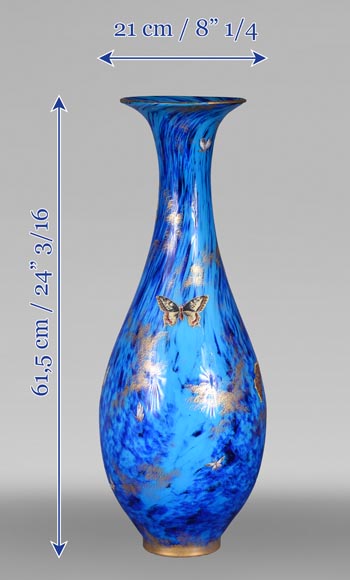 VERRERIE DE CLICHY (attribué à) – Grand vase en verre jaspé bleu VERRERIE DE CLICHY (attribué à) – Grand vase en verre jaspé bleu-6