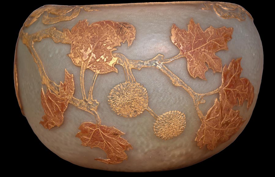 DAUM Nancy — Vase Art Nouveau « Feuilles d’érable »-3