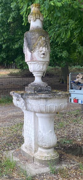 Fontaine de jardin à double vasque en pierre de style Régence-5
