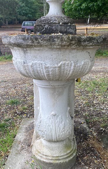 Fontaine de jardin à double vasque en pierre de style Régence-7