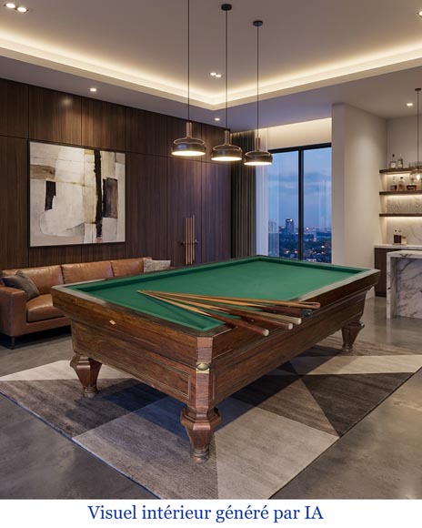 COMPAGNIE BRUNSWICK, imposant billard français en placage COMPAGNIE BRUNSWICK, imposant billard français en placage-8